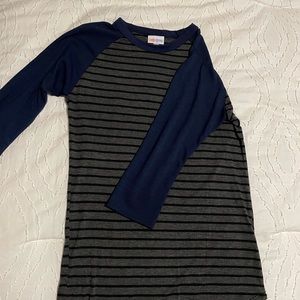 Size  xs randy navy blue with grey stripes like new